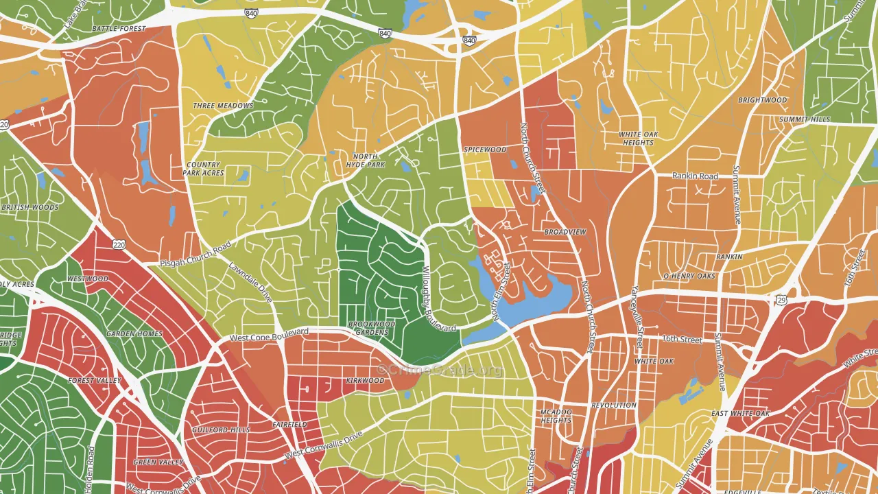New Irving Park, Greensboro, NC Map of Theft Rates