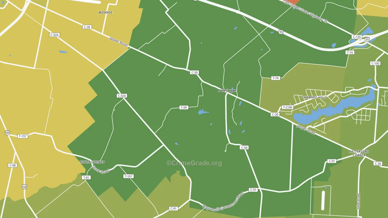 New Jasper, OH Map of Theft Rates