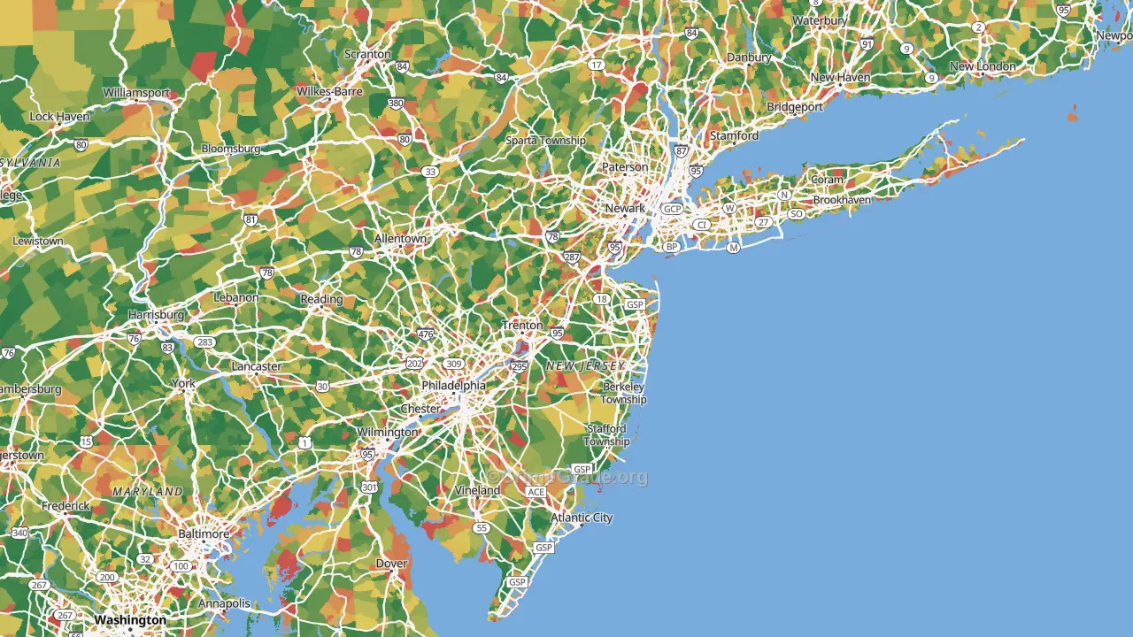 New Jersey Map of Theft Rates