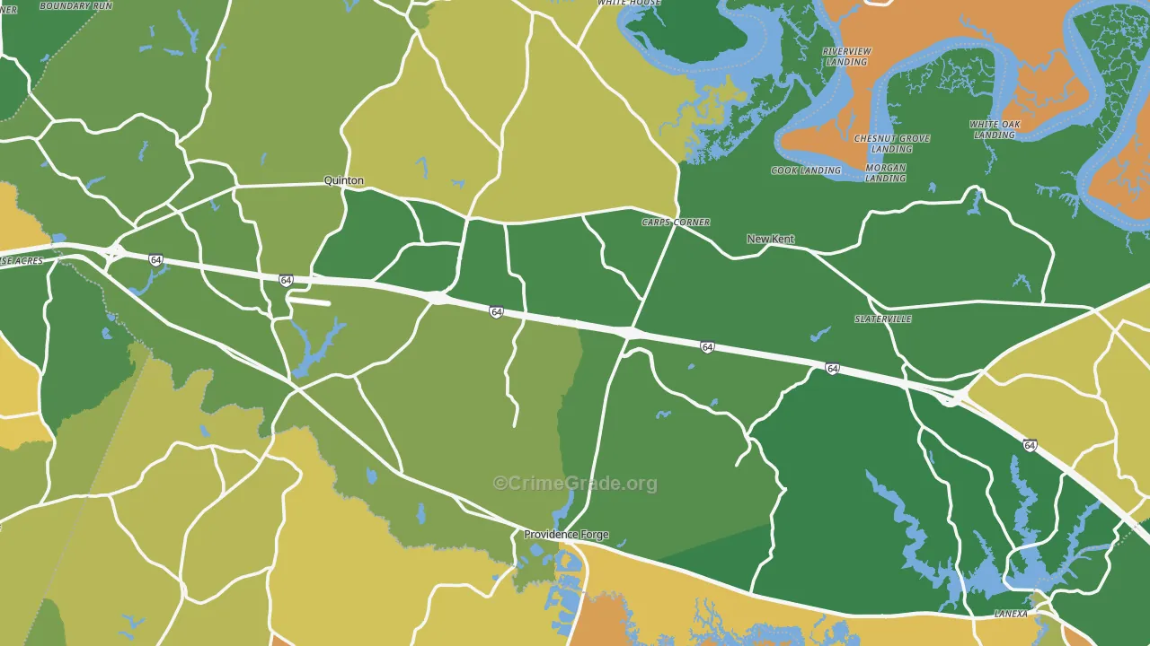 New Kent County, VA Map of Theft Rates