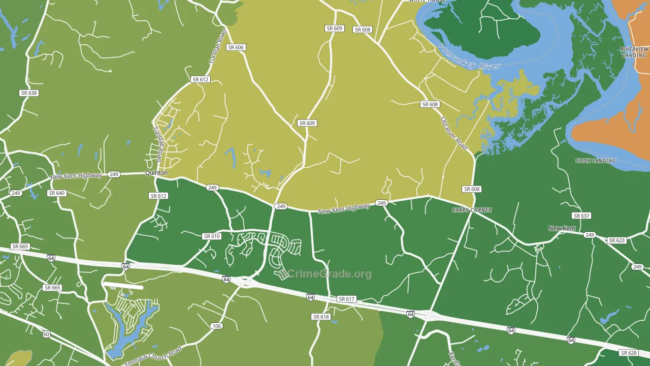 New Kent, VA Map of Theft Rates