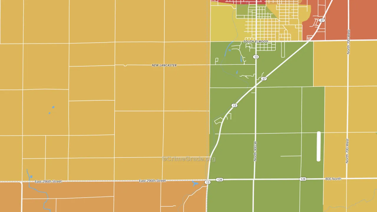New Lancaster, IN Map of Theft Rates