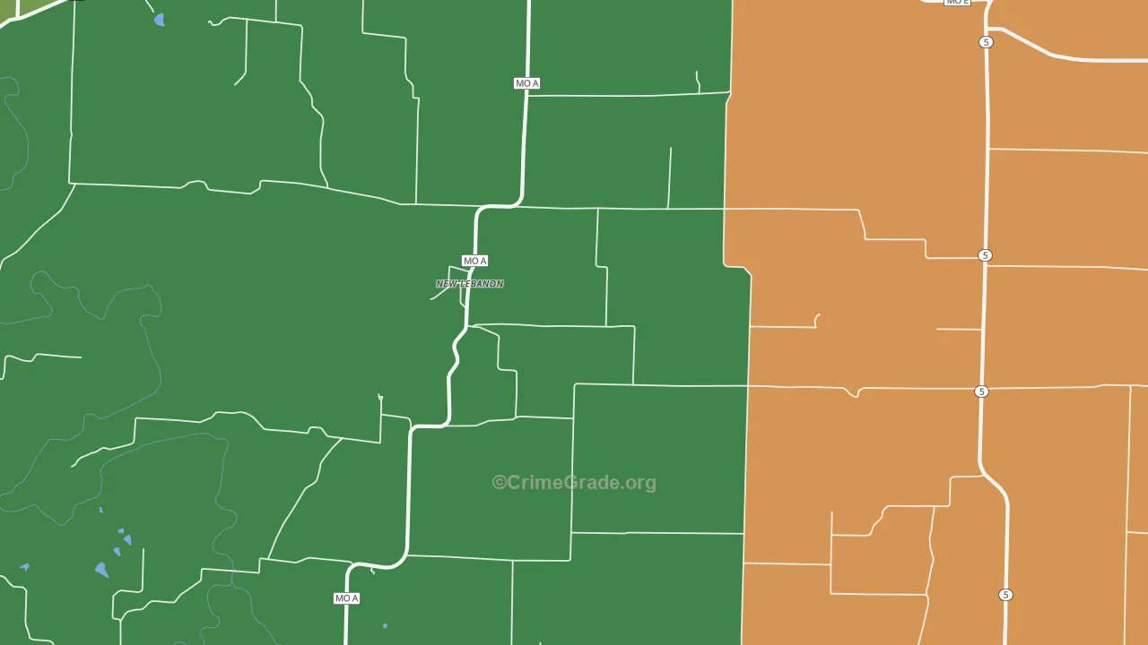 New Lebanon, MO Map of Theft Rates