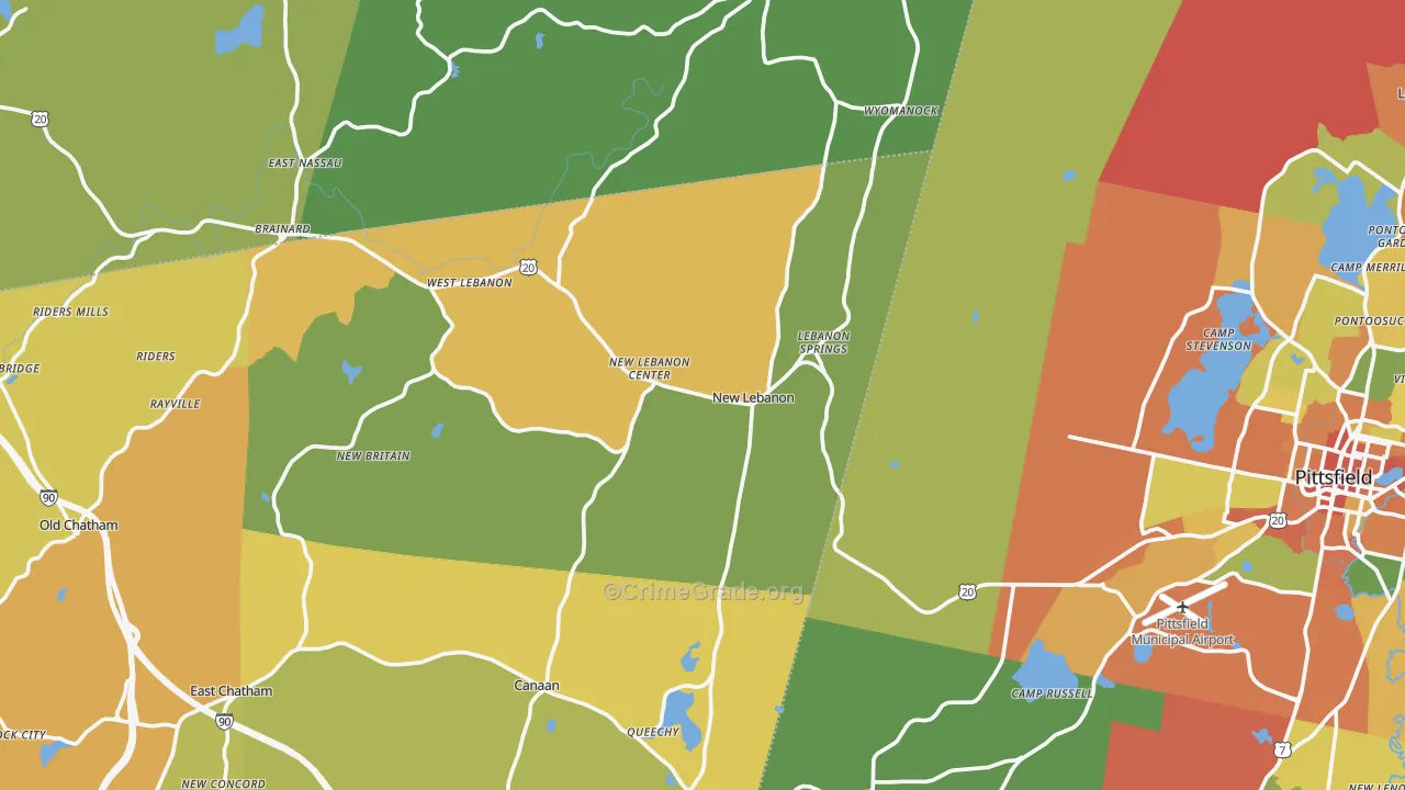 New Lebanon, NY Map of Theft Rates