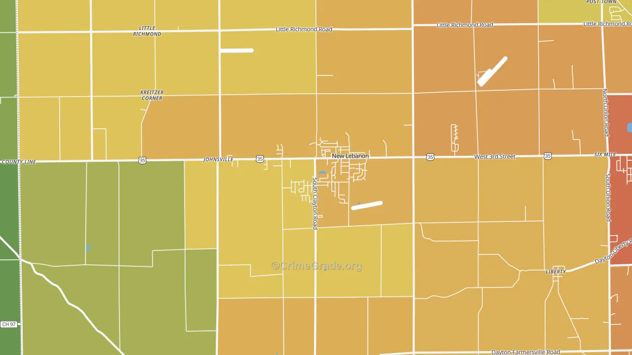 New Lebanon, OH Map of Theft Rates