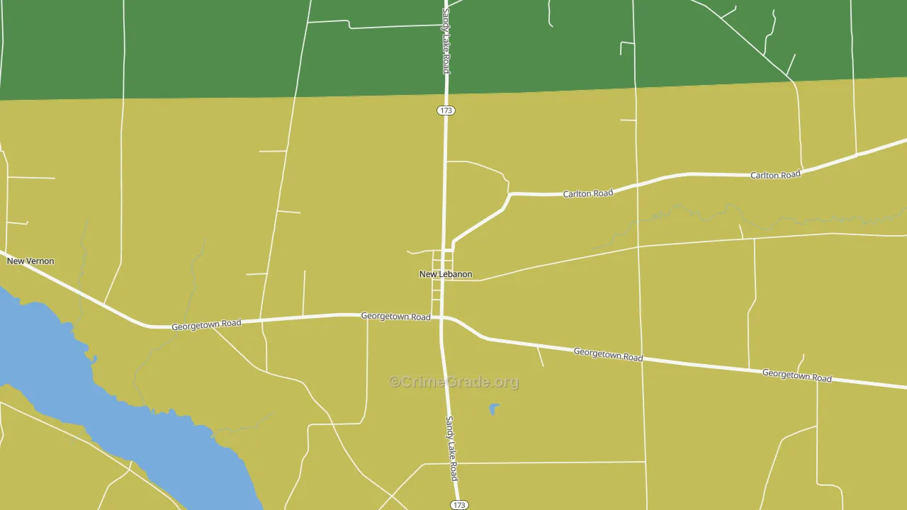 New Lebanon, PA Map of Theft Rates