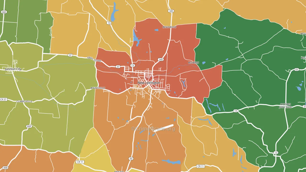 New Lexington, OH Map of Theft Rates