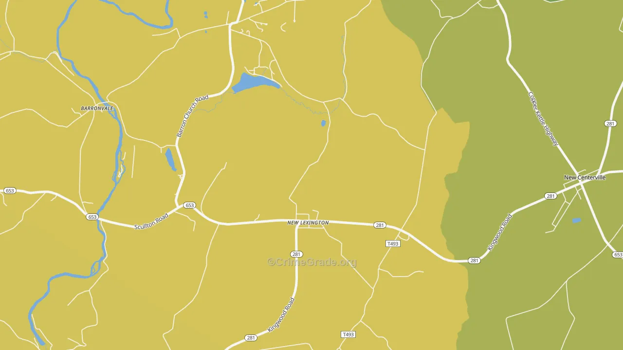 New Lexington, PA Map of Theft Rates