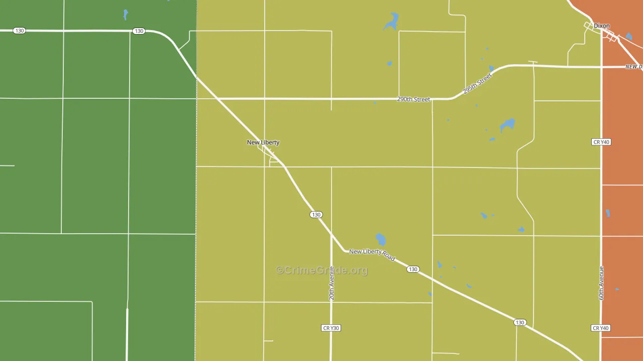 New Liberty, IA Map of Theft Rates