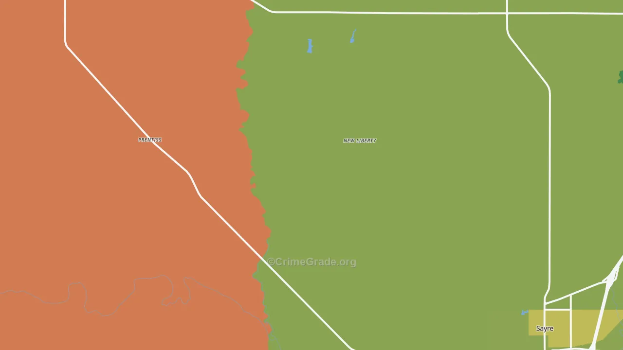 New Liberty, OK Map of Theft Rates