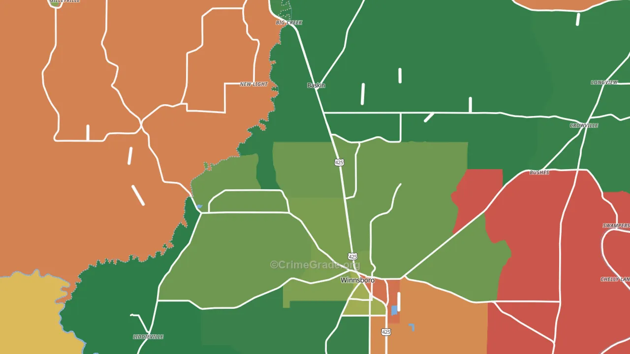 New Light, LA Map of Theft Rates