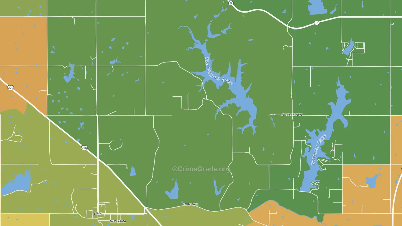 New Lima, OK Map of Theft Rates