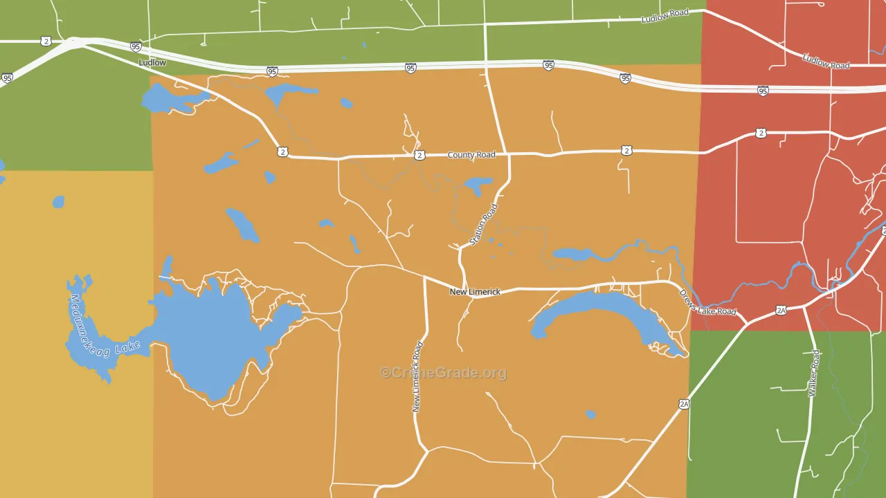 New Limerick, ME Map of Theft Rates