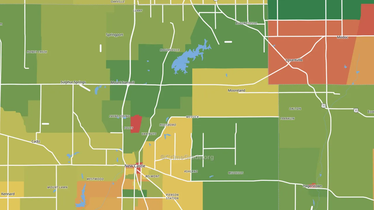 New Lisbon, IN Map of Theft Rates