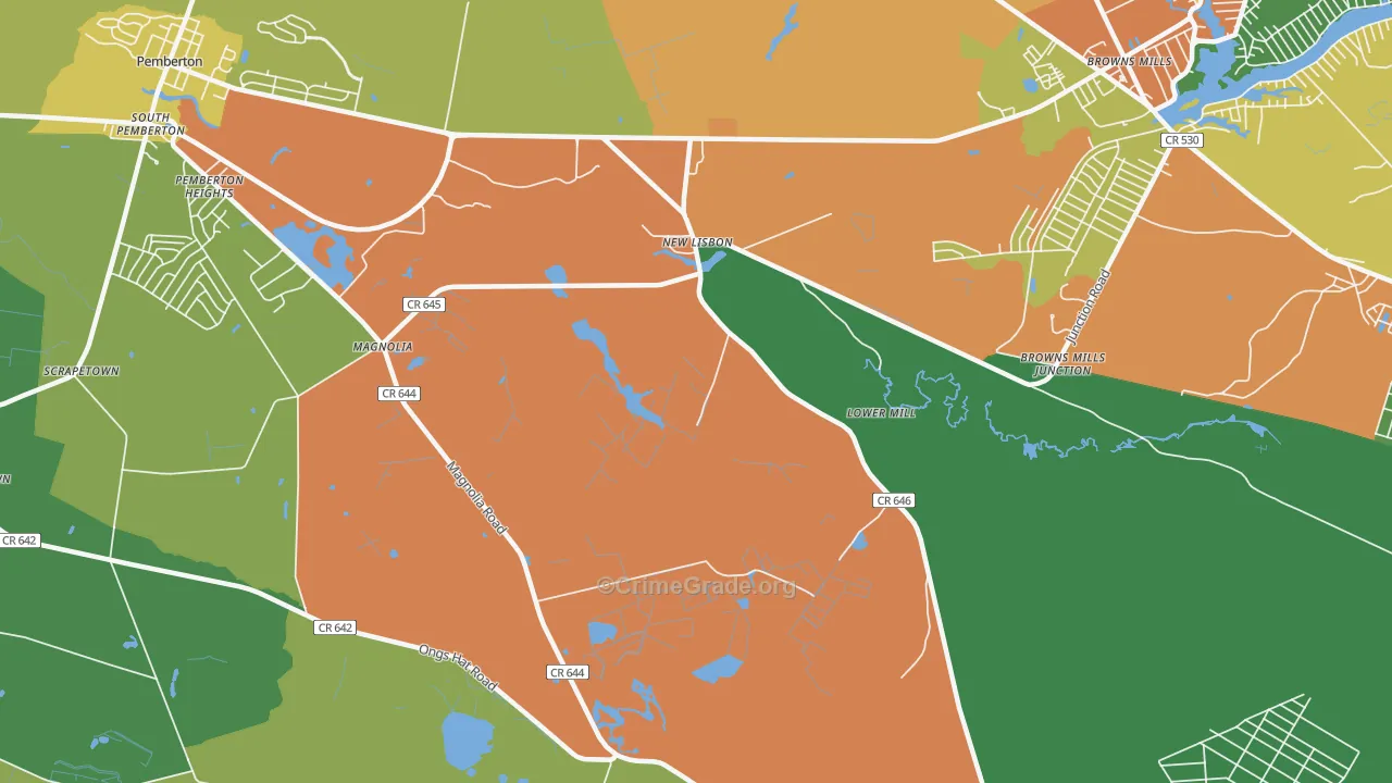 New Lisbon, NJ Map of Theft Rates