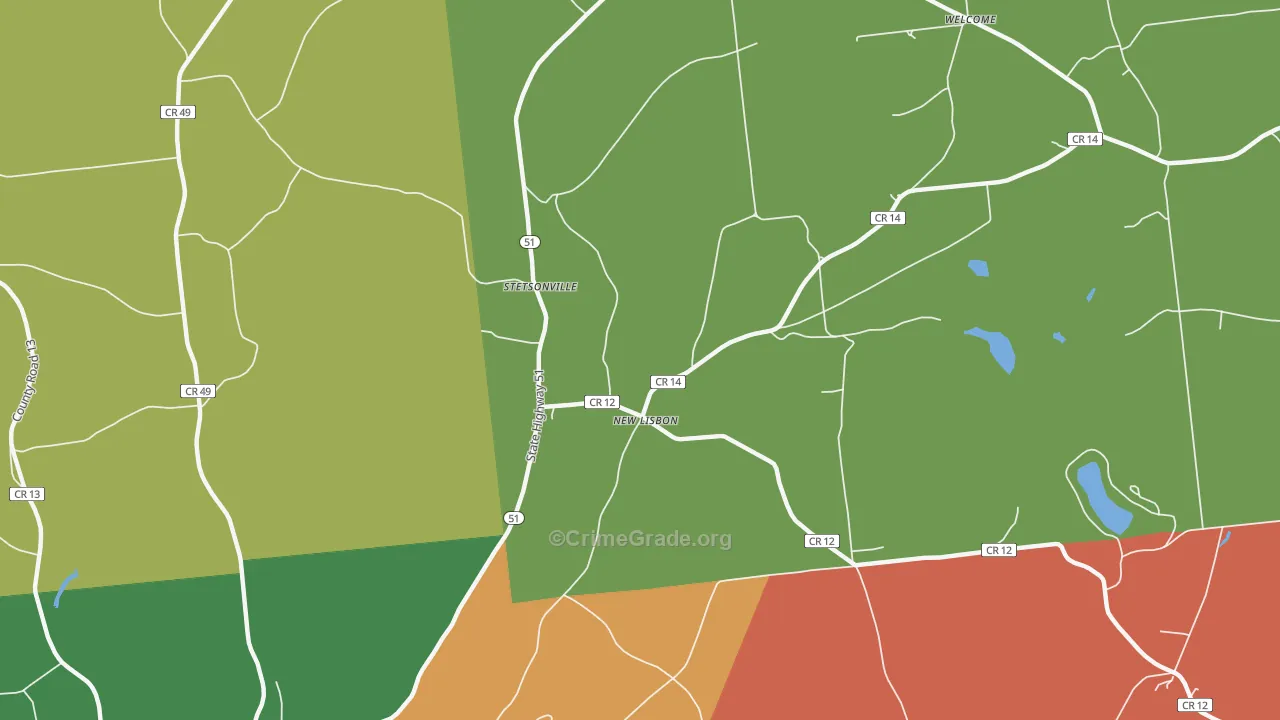 New Lisbon, NY Map of Theft Rates