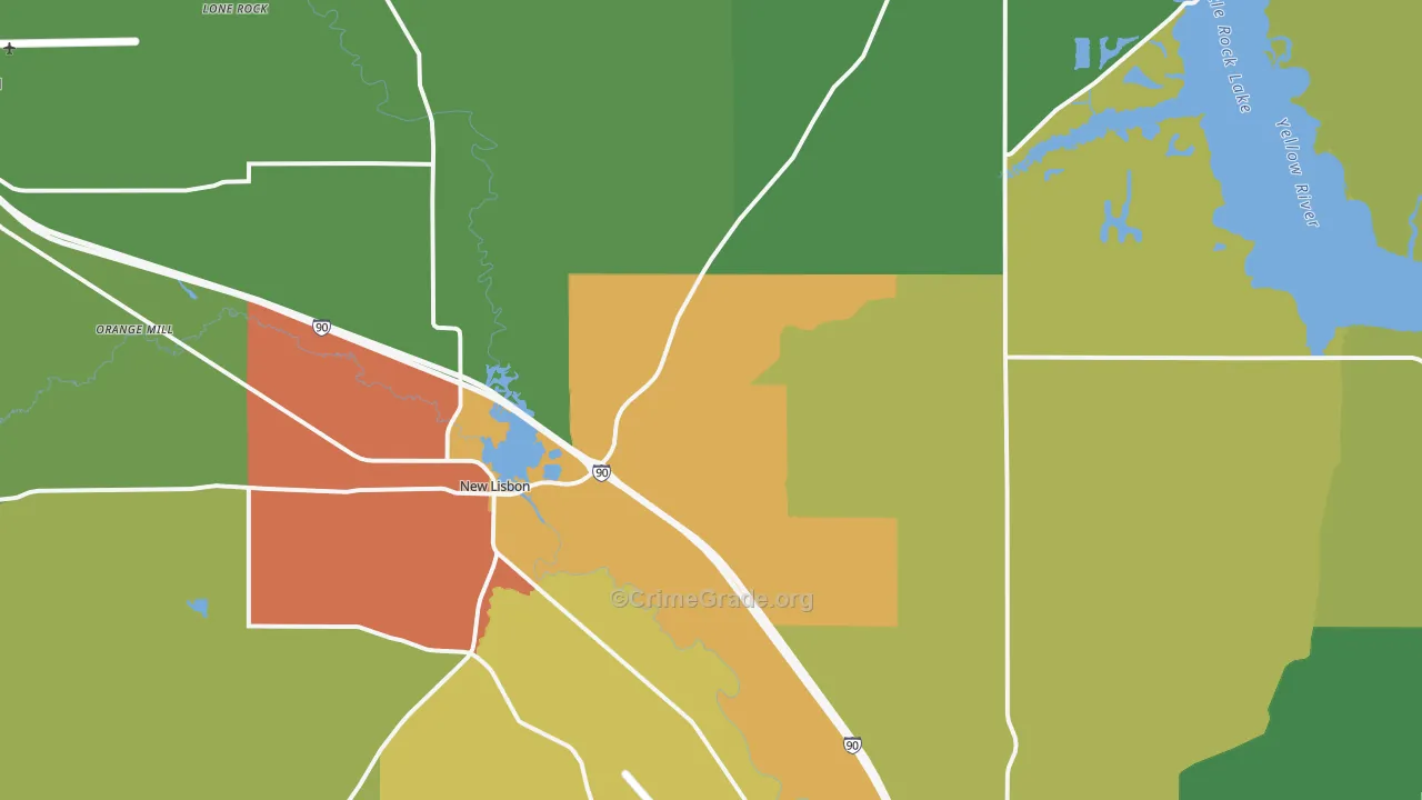 New Lisbon, WI Map of Theft Rates