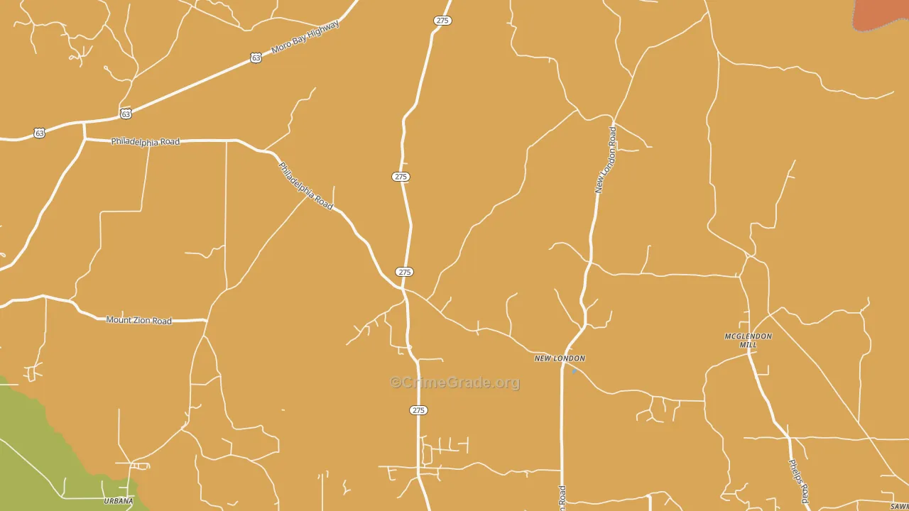 New London, AR Map of Theft Rates