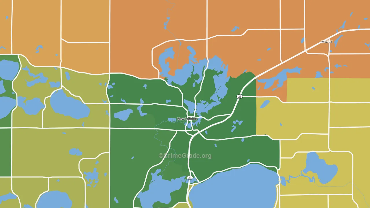 New London, MN Map of Theft Rates