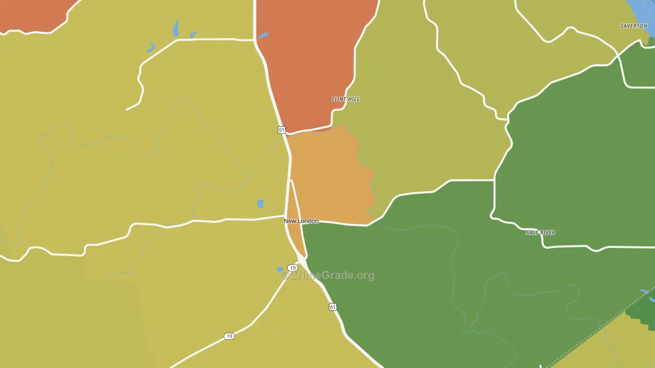 New London, MO Map of Theft Rates