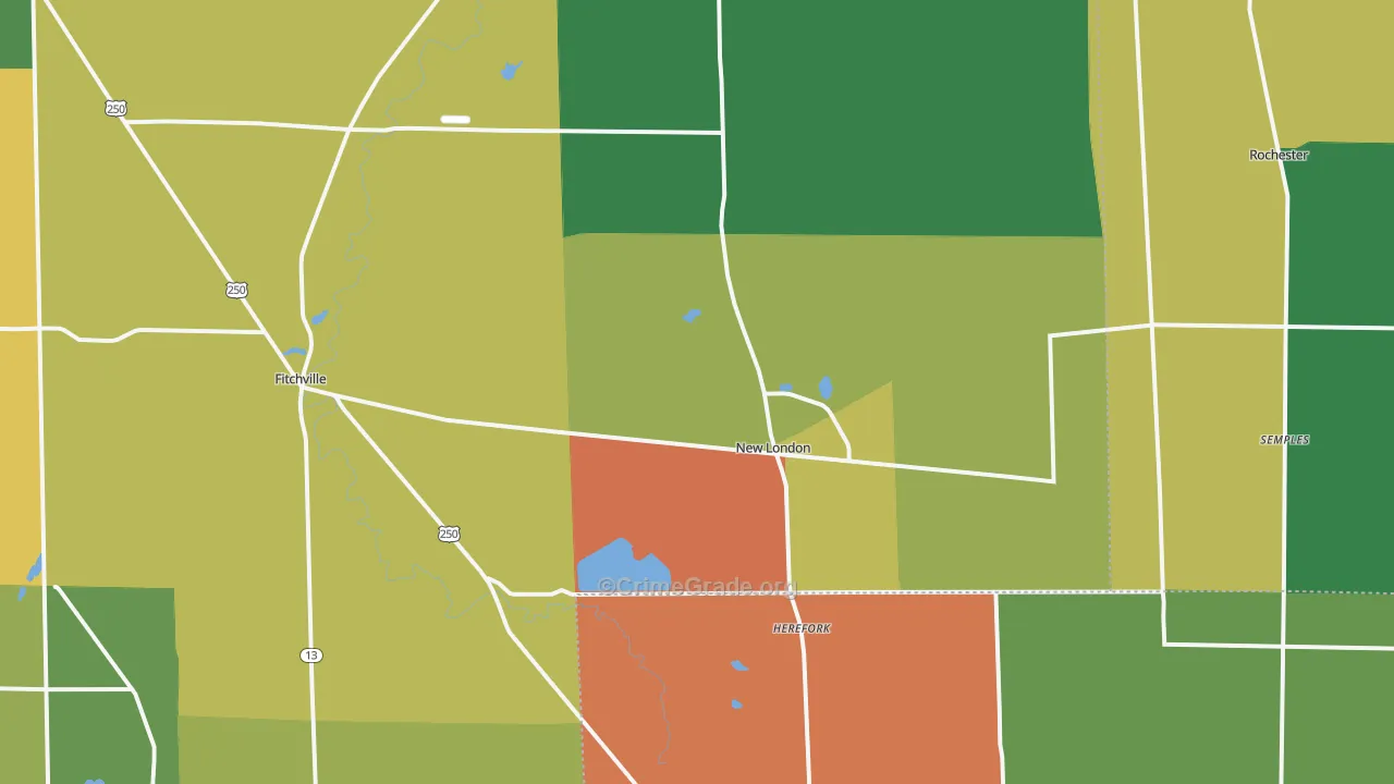 New London, OH Map of Theft Rates