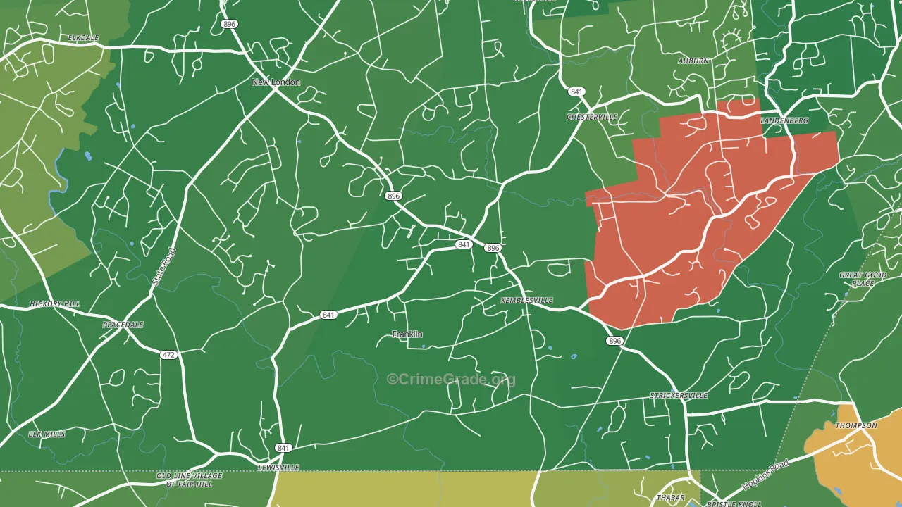 New London, PA Map of Theft Rates
