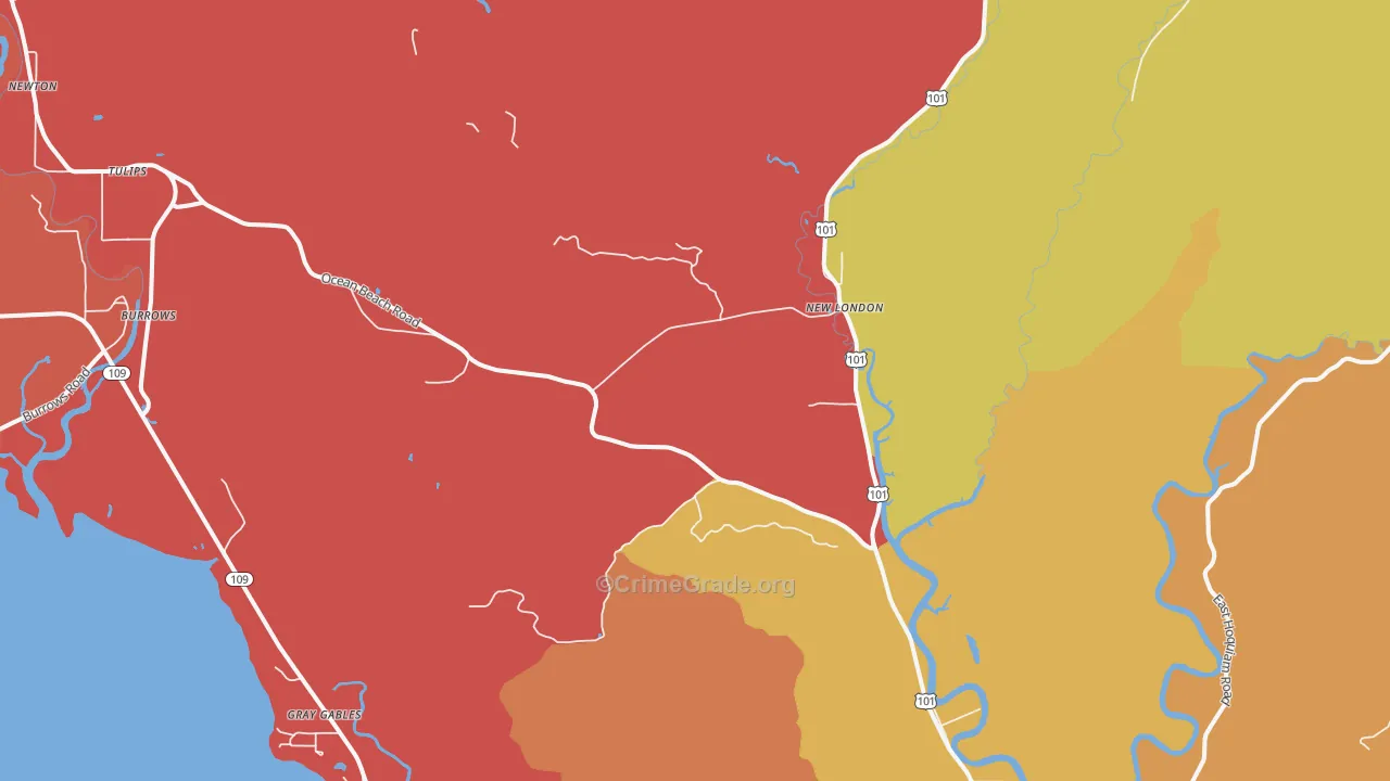 New London, WA Map of Theft Rates
