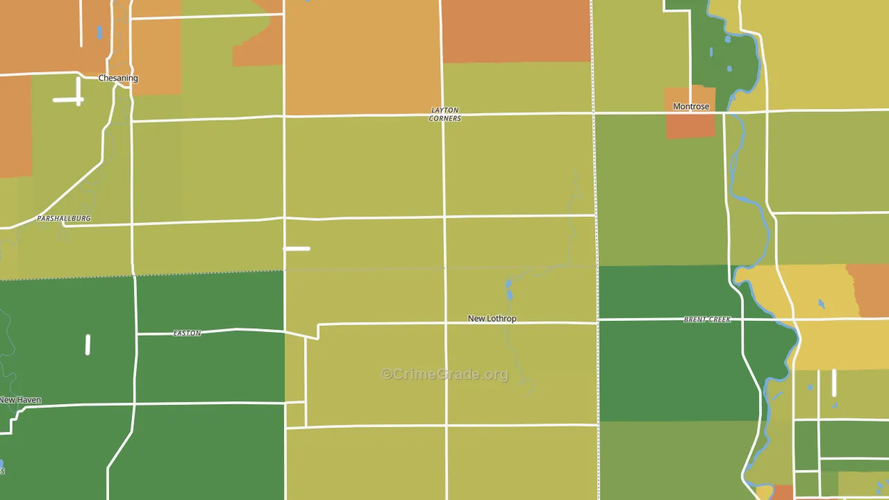 New Lothrop, MI Map of Theft Rates