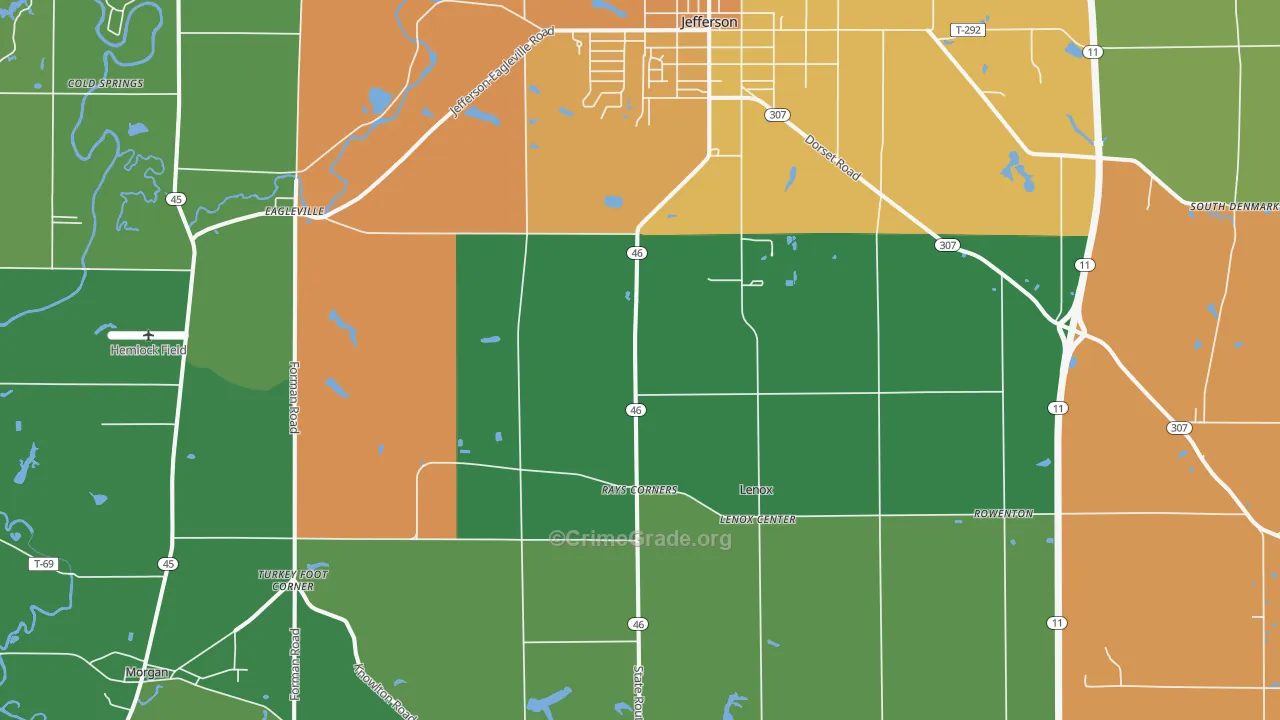 New Lyme, OH Map of Theft Rates