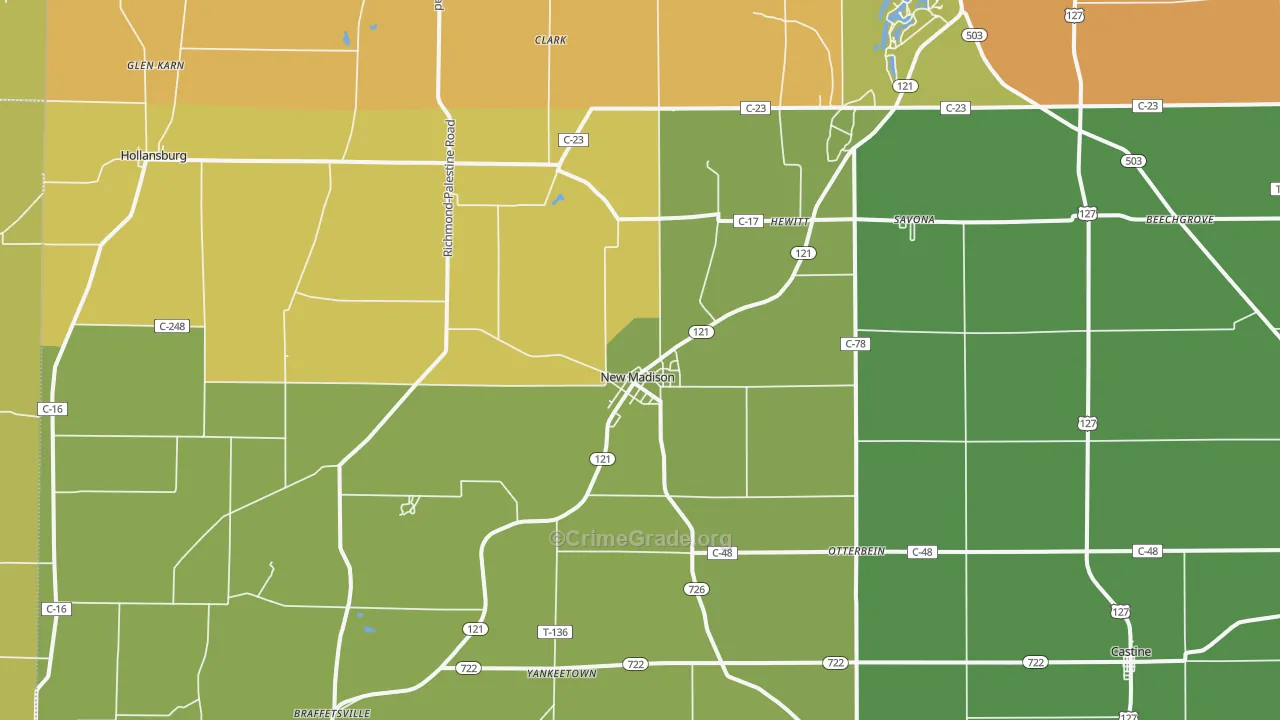 New Madison, OH Map of Theft Rates