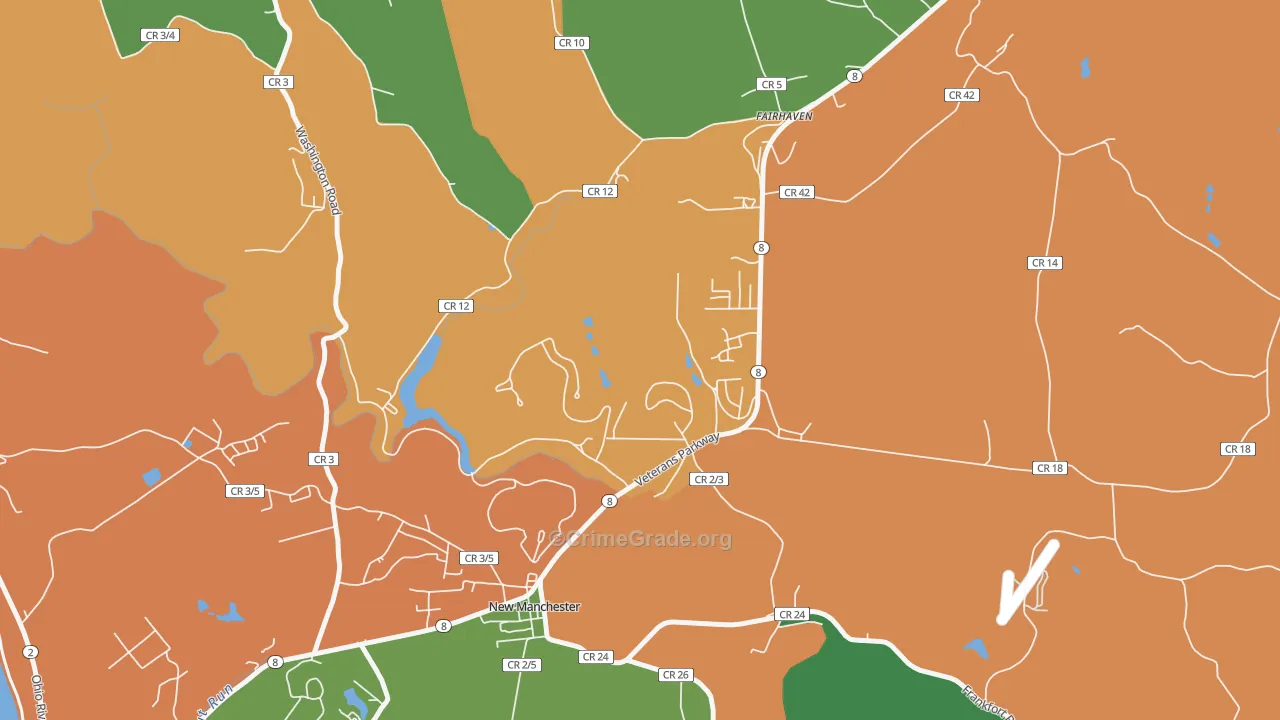 New Manchester, WV Map of Theft Rates