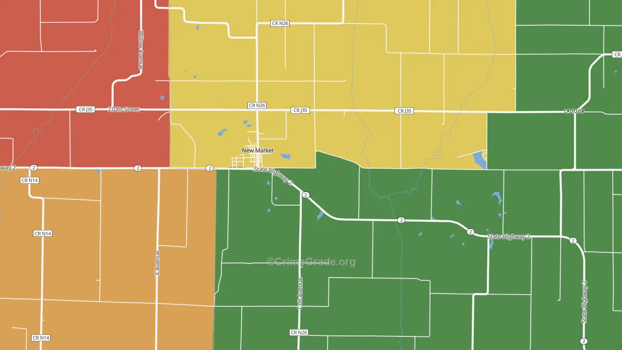 New Market, IA Map of Theft Rates