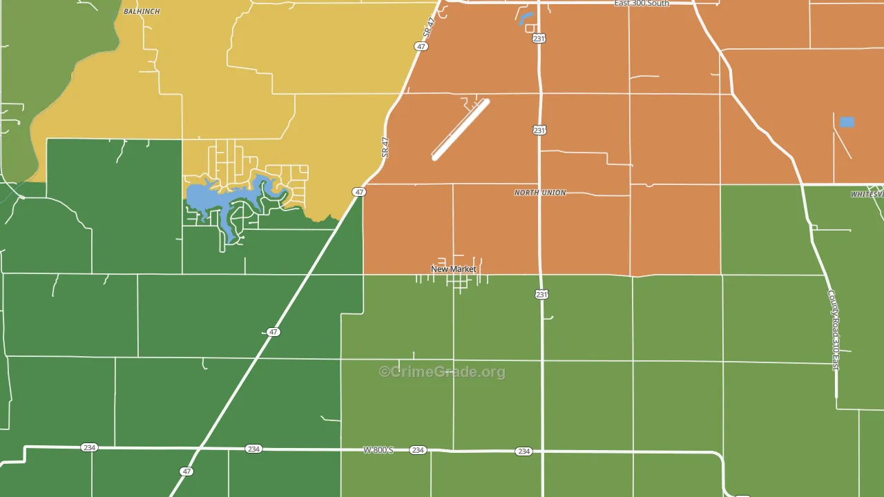 New Market, IN Map of Theft Rates