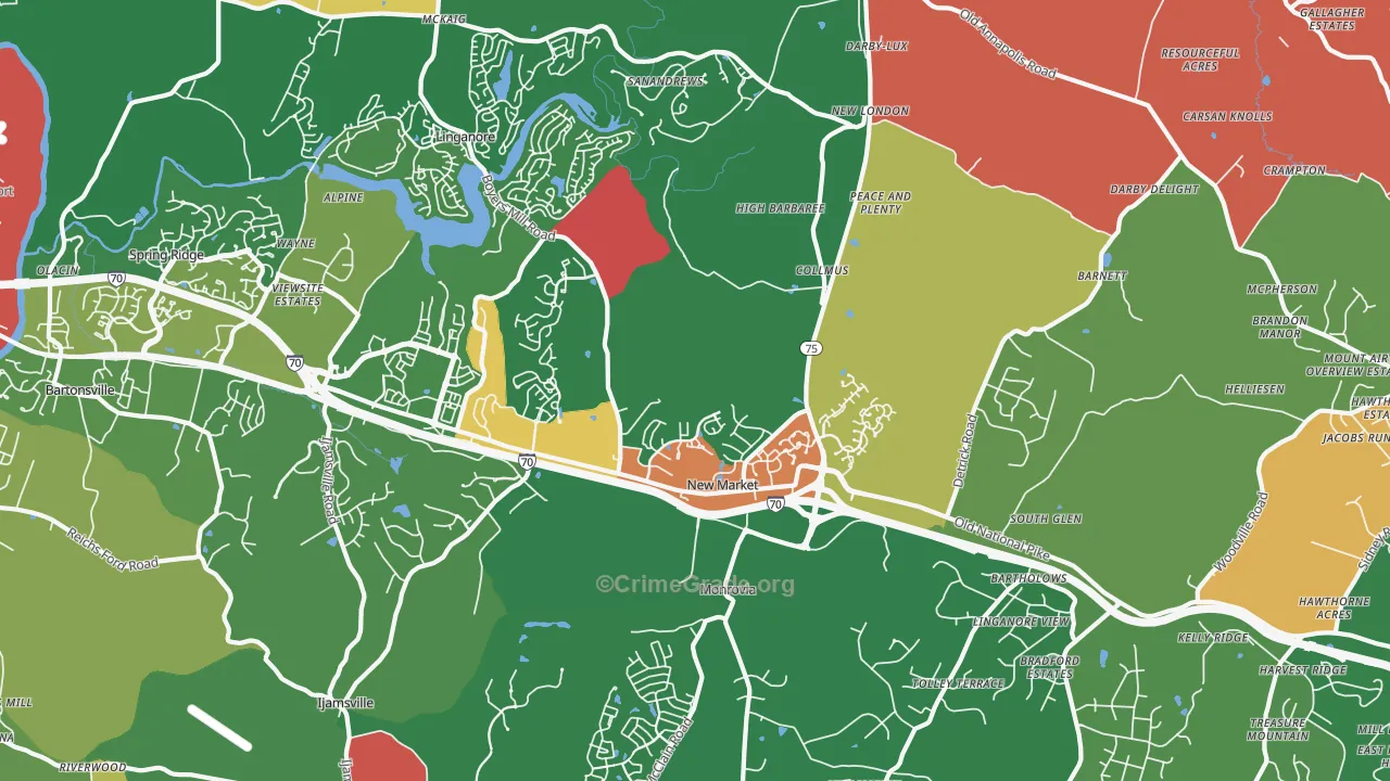 New Market, MD Map of Theft Rates