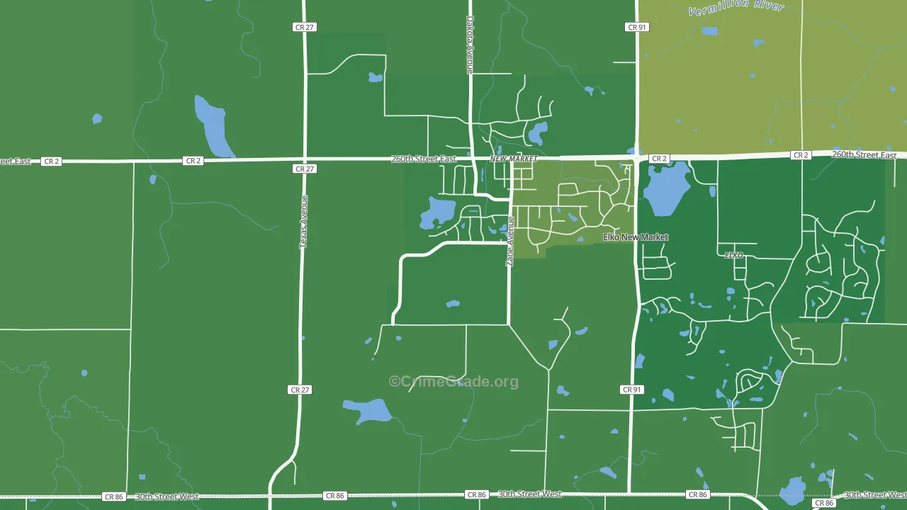 New Market, MN Map of Theft Rates