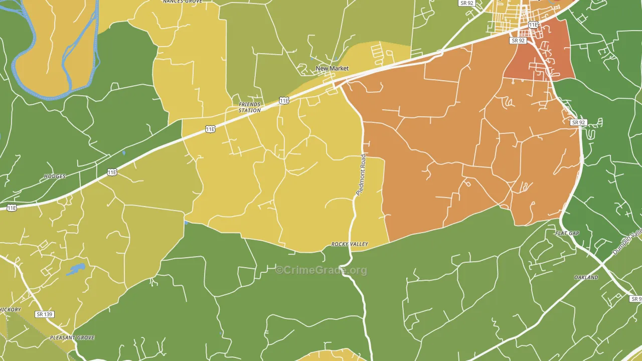 New Market, TN Map of Theft Rates