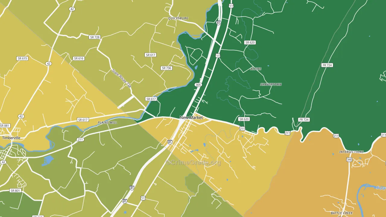 New Market, VA Map of Theft Rates