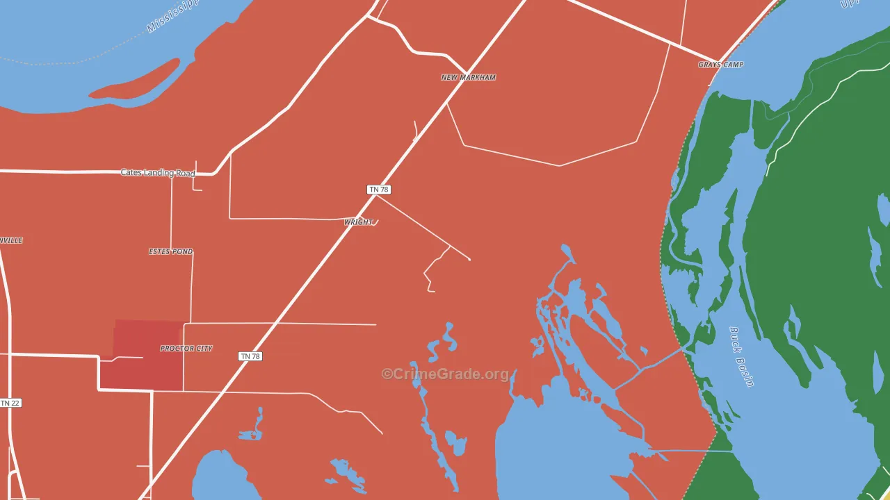New Markham, TN Map of Theft Rates