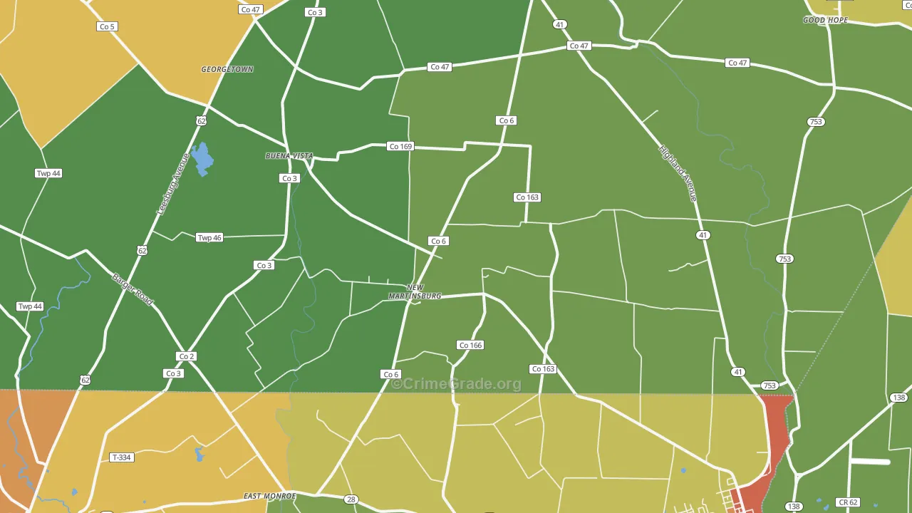 New Martinsburg, OH Map of Theft Rates
