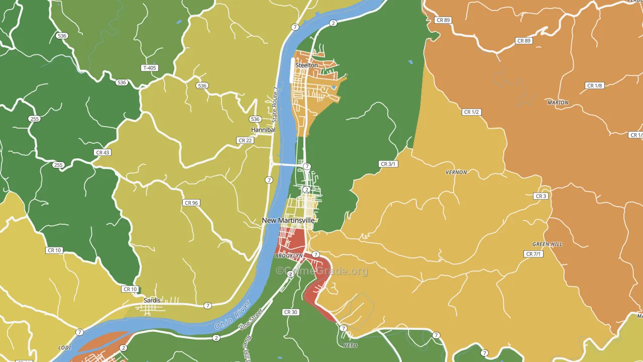 New Martinsville, WV Map of Theft Rates