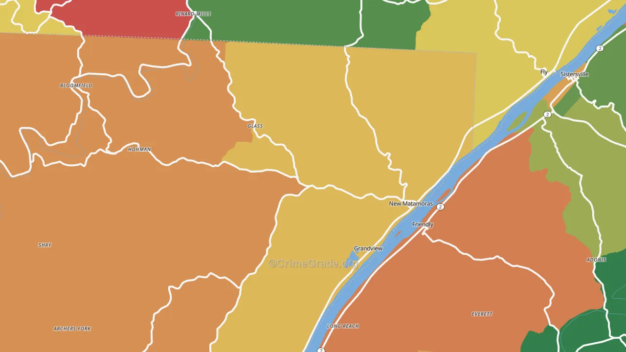 New Matamoras, OH Map of Theft Rates