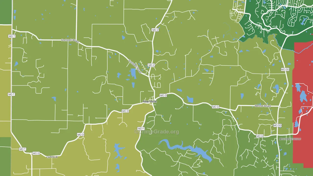 New Melle, MO Map of Theft Rates