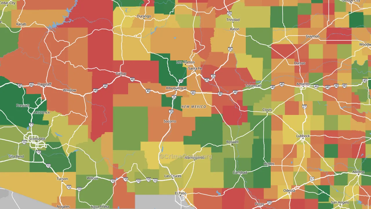 New Mexico Map of Theft Rates