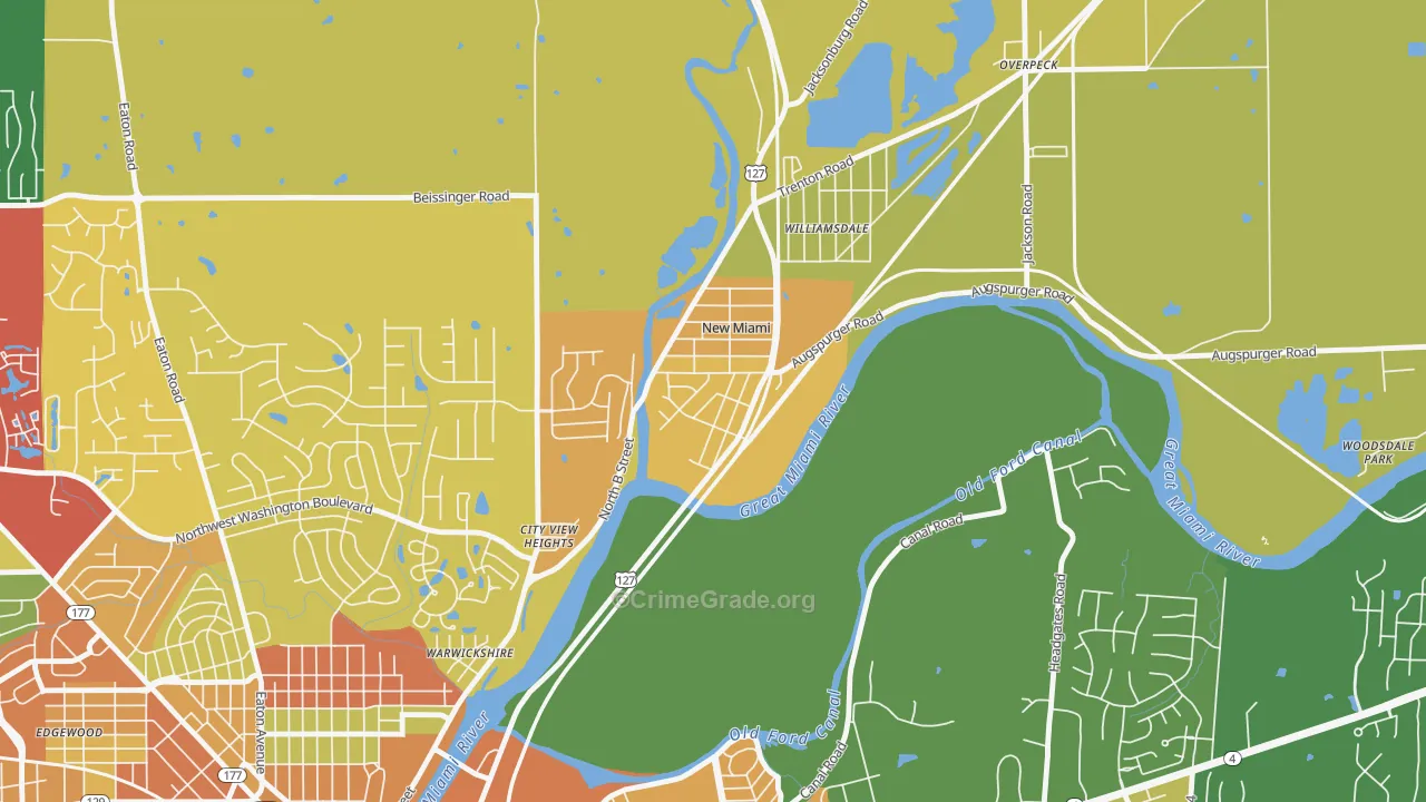 New Miami, OH Map of Theft Rates