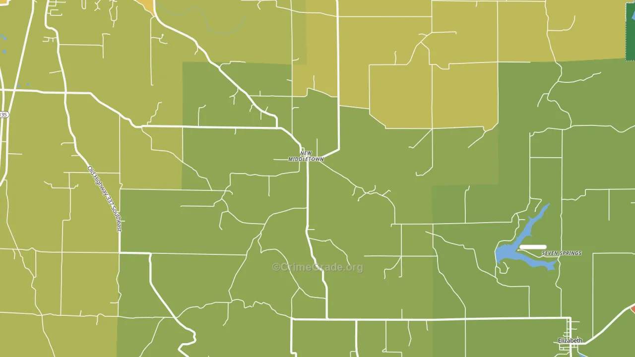 New Middletown, IN Map of Theft Rates