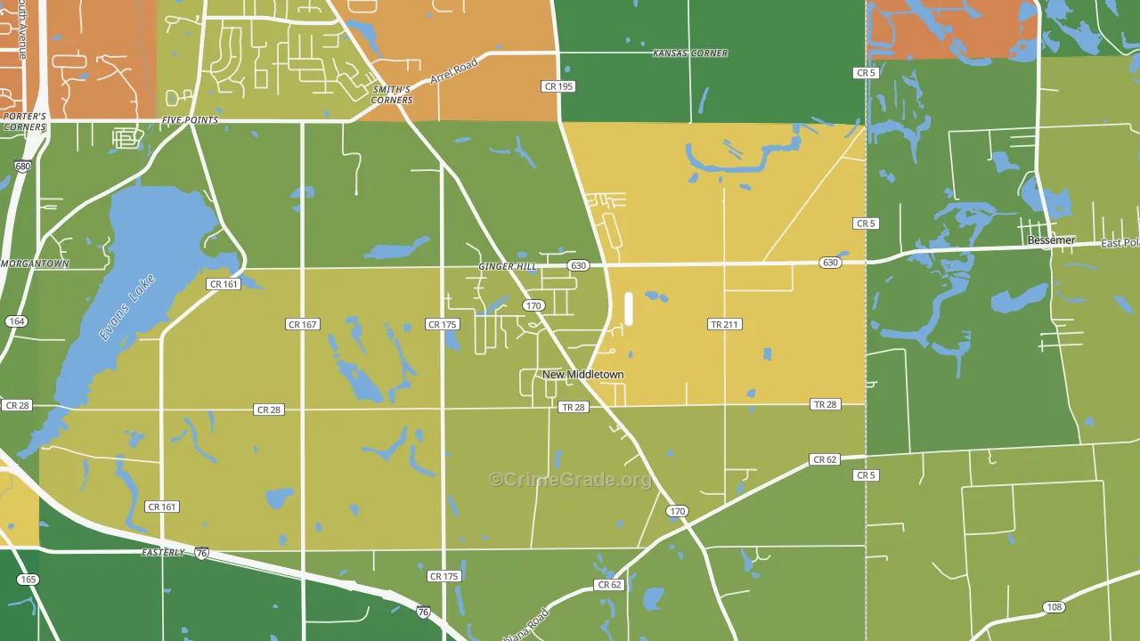 New Middletown, OH Map of Theft Rates