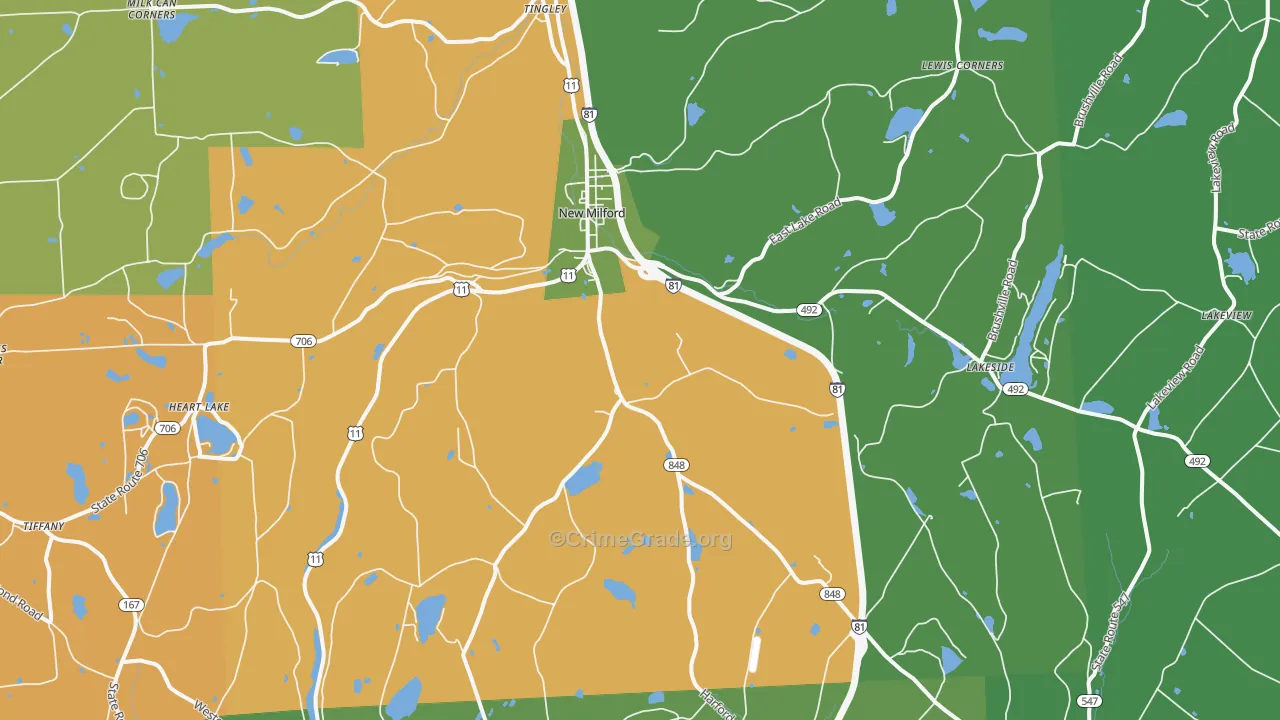 New Milford, PA Map of Theft Rates