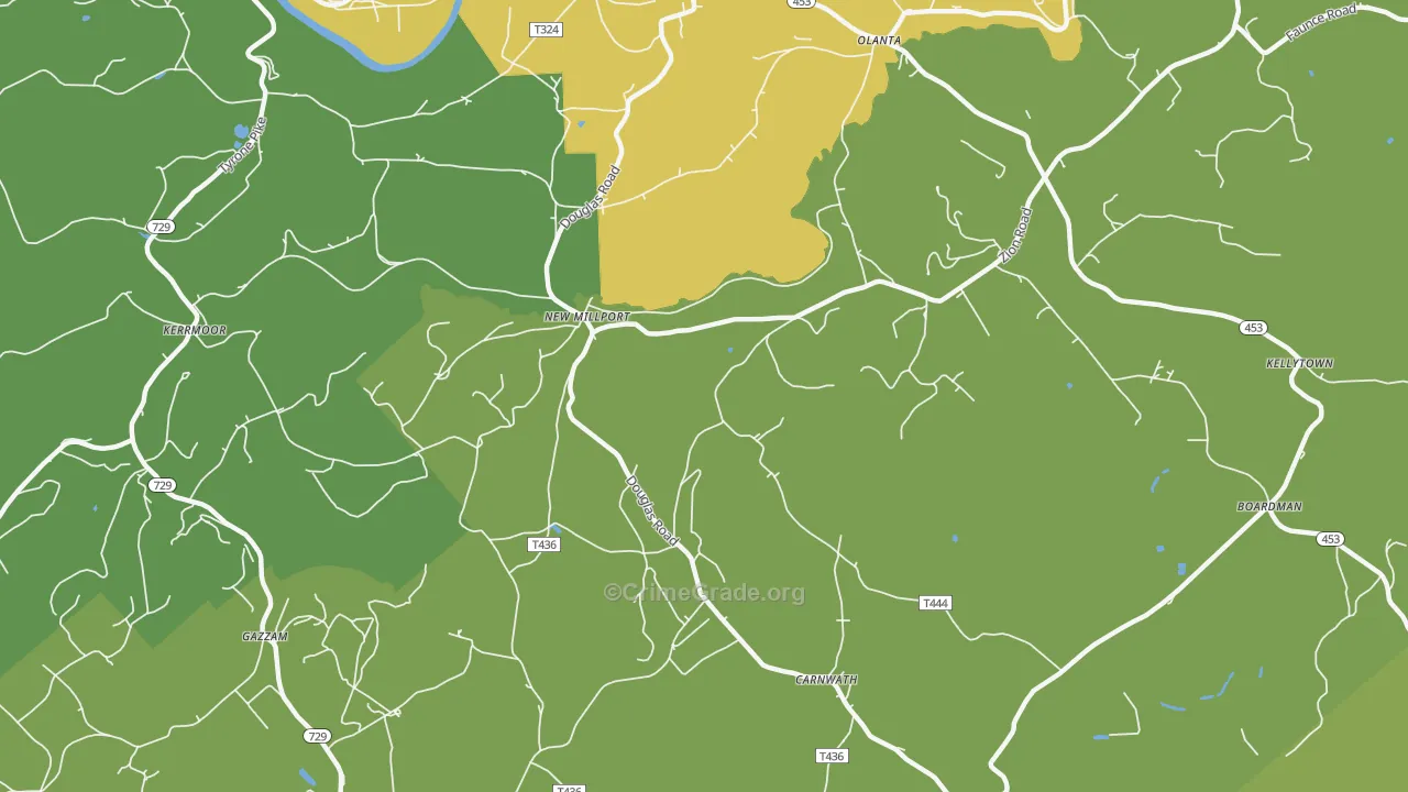 New Millport, PA Map of Theft Rates