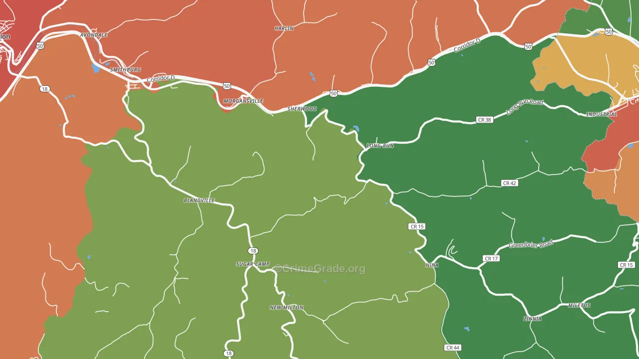New Milton, WV Map of Theft Rates