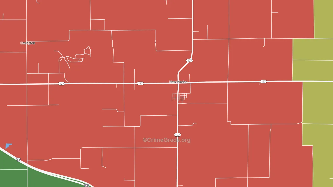 New Minden, IL Map of Theft Rates